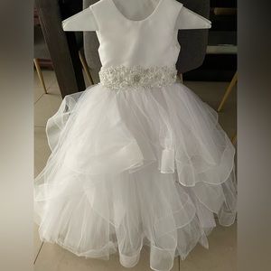 Flower girl princess dress with easily removable train
